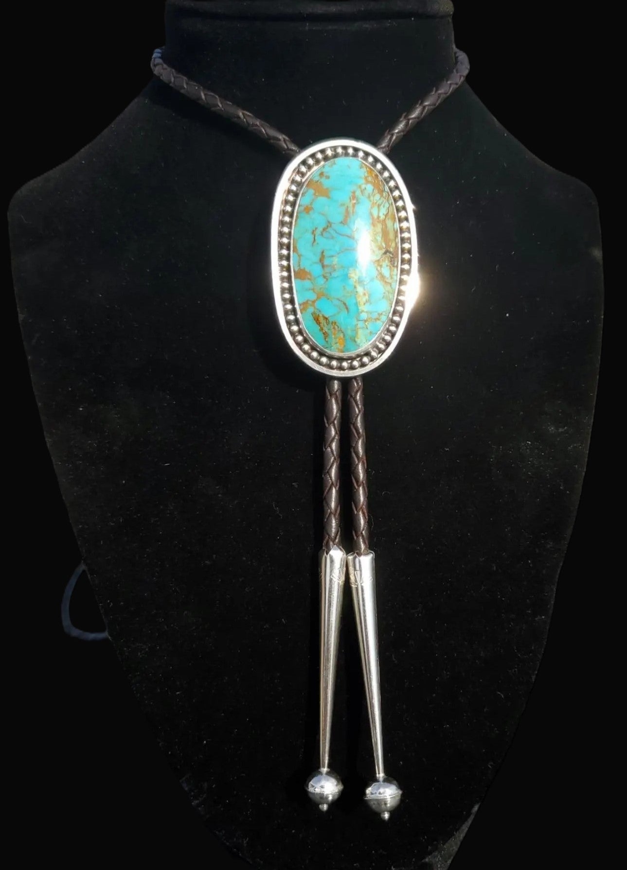 Turquoise Mountain Mine, "Rarer" Turquoise Bolo Tie B055