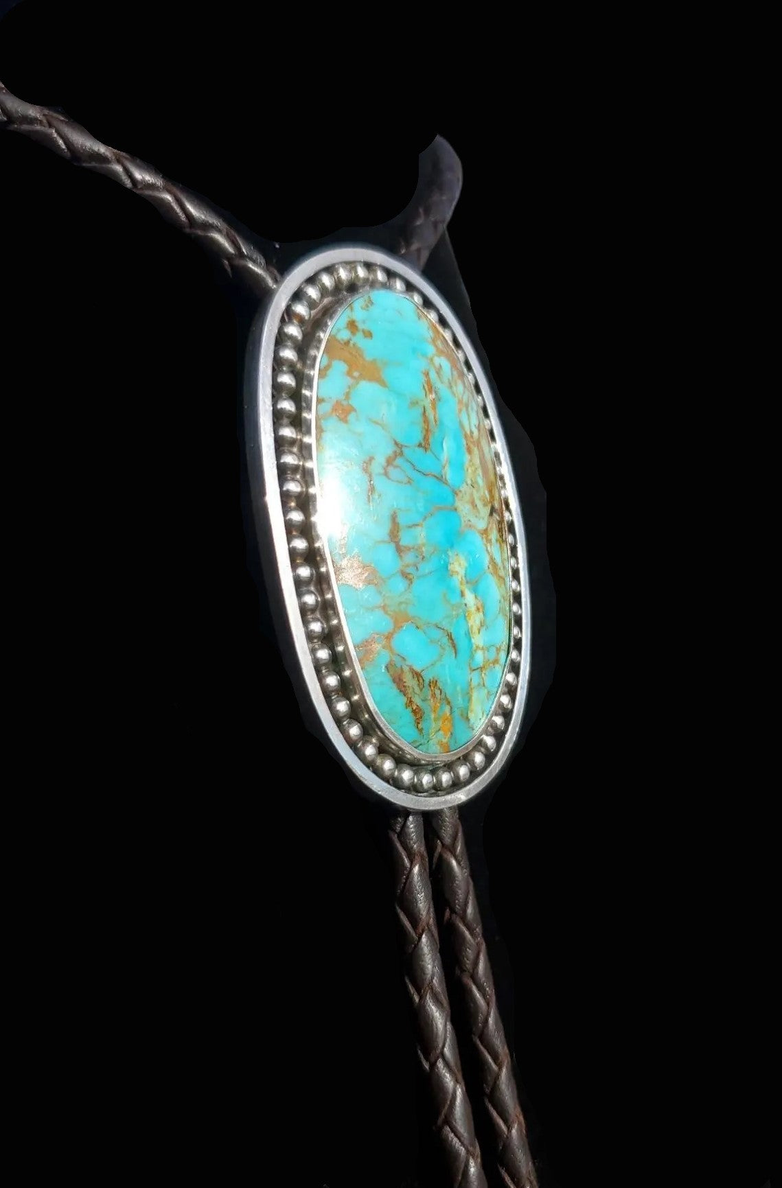Turquoise Mountain Mine, "Rarer" Turquoise Bolo Tie B055