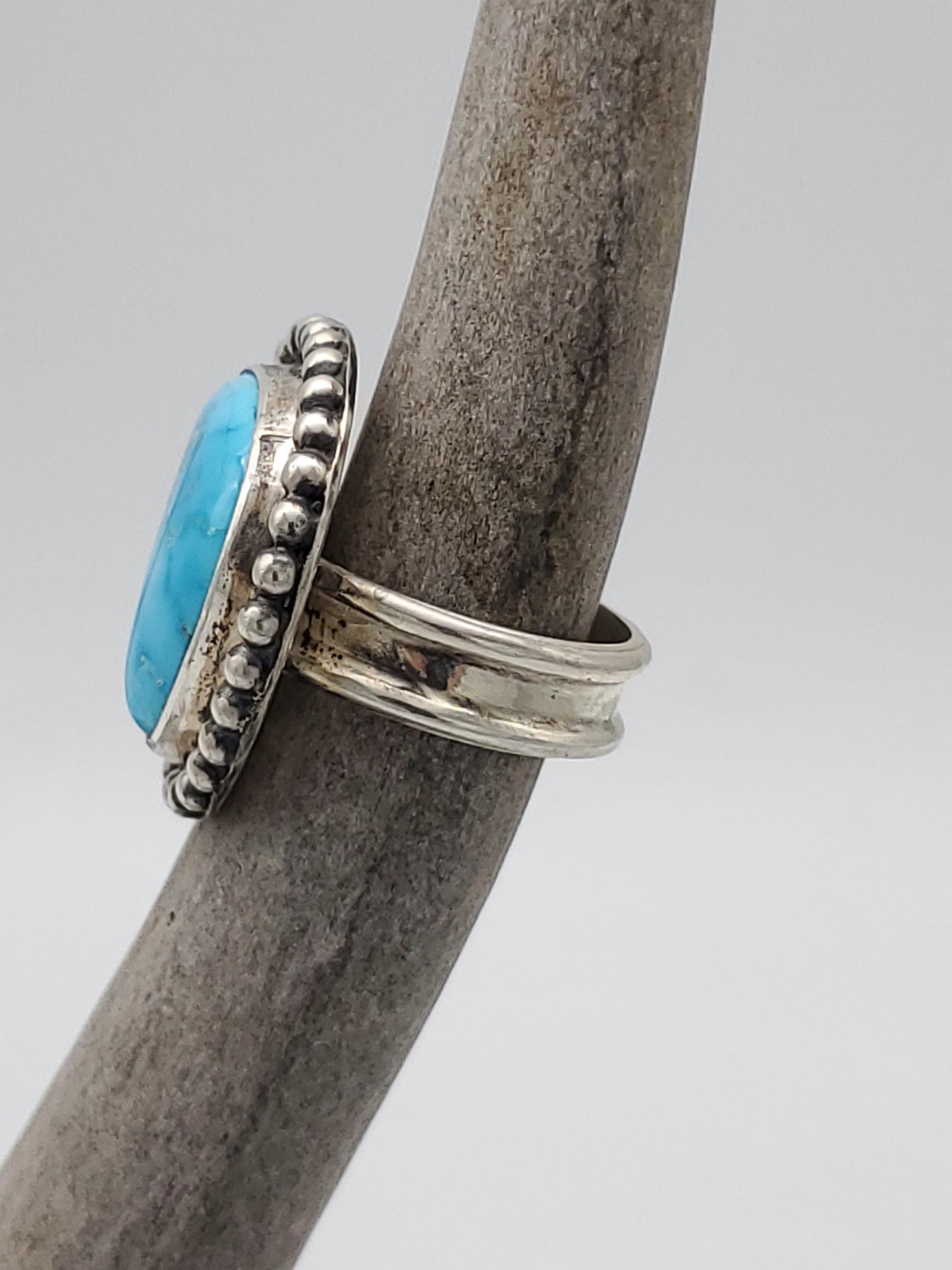 Blue Bird Mine Turquoise Statement Ring, Size 8, R201