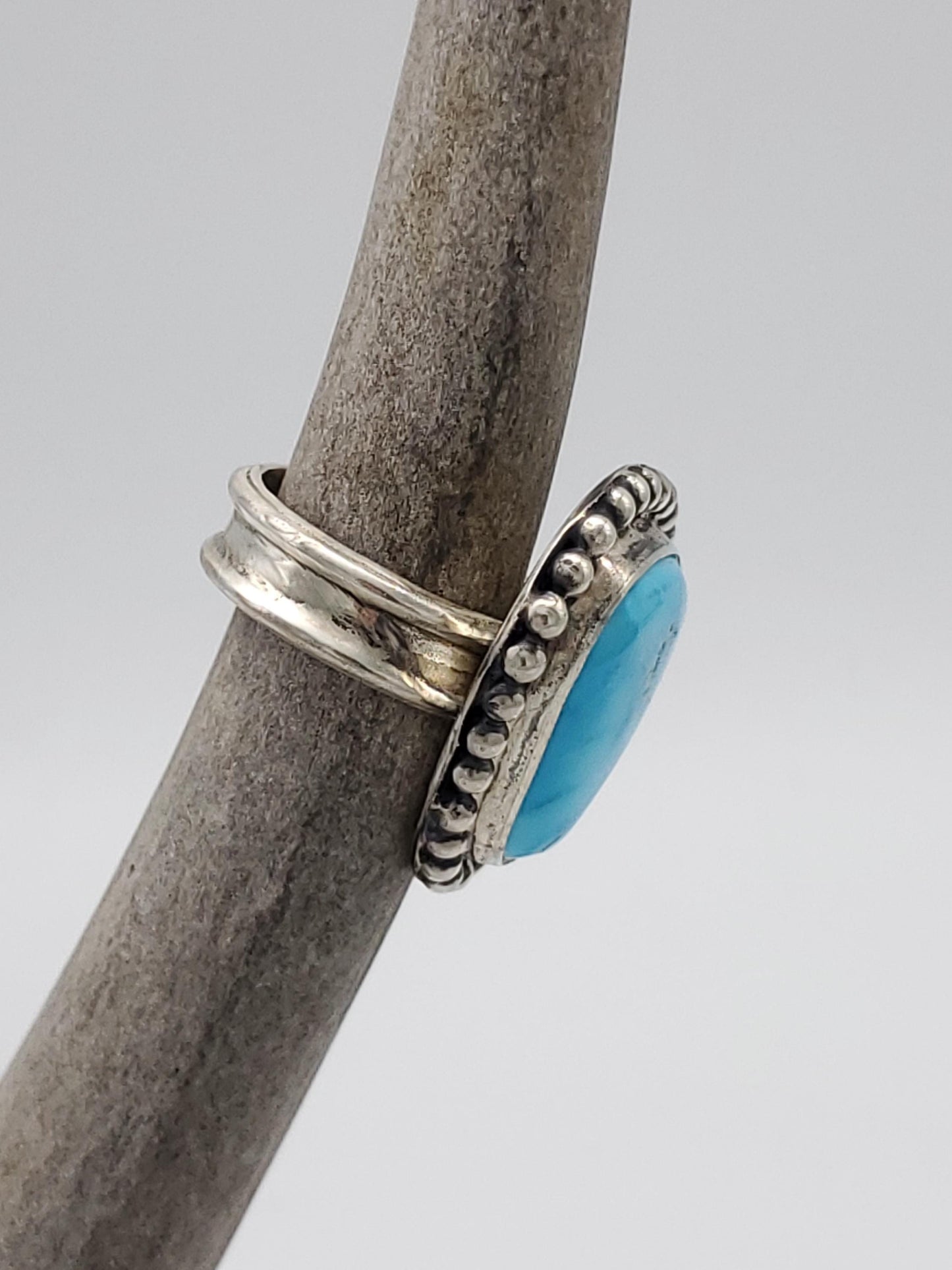 Blue Bird Mine Turquoise Statement Ring, Size 8, R201