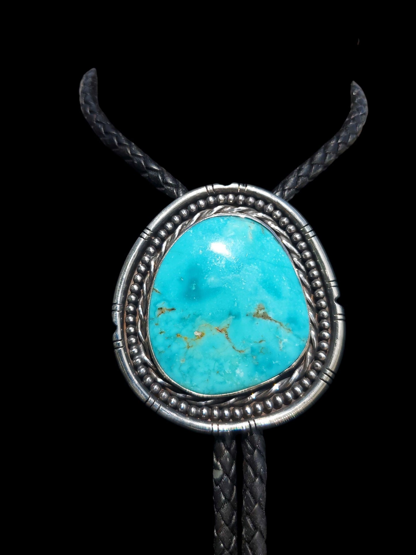 Sleeping BeautyTurquoise Sterling Bolo Tie • Handmade • Western Wedding & Ranch Wear • Men’s Women’s Unisex Jewelry B118