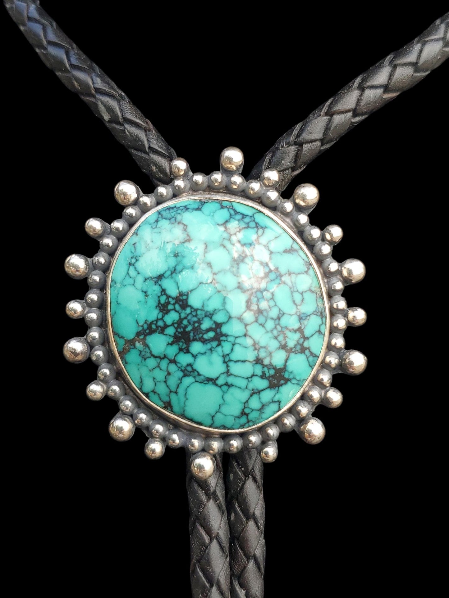 Nevada Turquoise Bolo Tie • Sterling Silver • Handmade Western Unisex Gift, B116