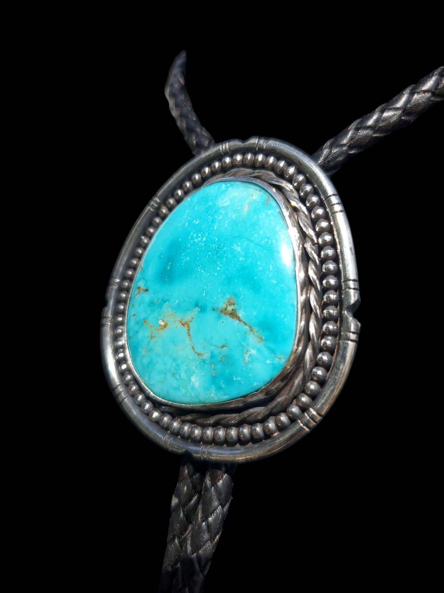 Sleeping BeautyTurquoise Sterling Bolo Tie • Handmade • Western Wedding & Ranch Wear • Men’s Women’s Unisex Jewelry B118