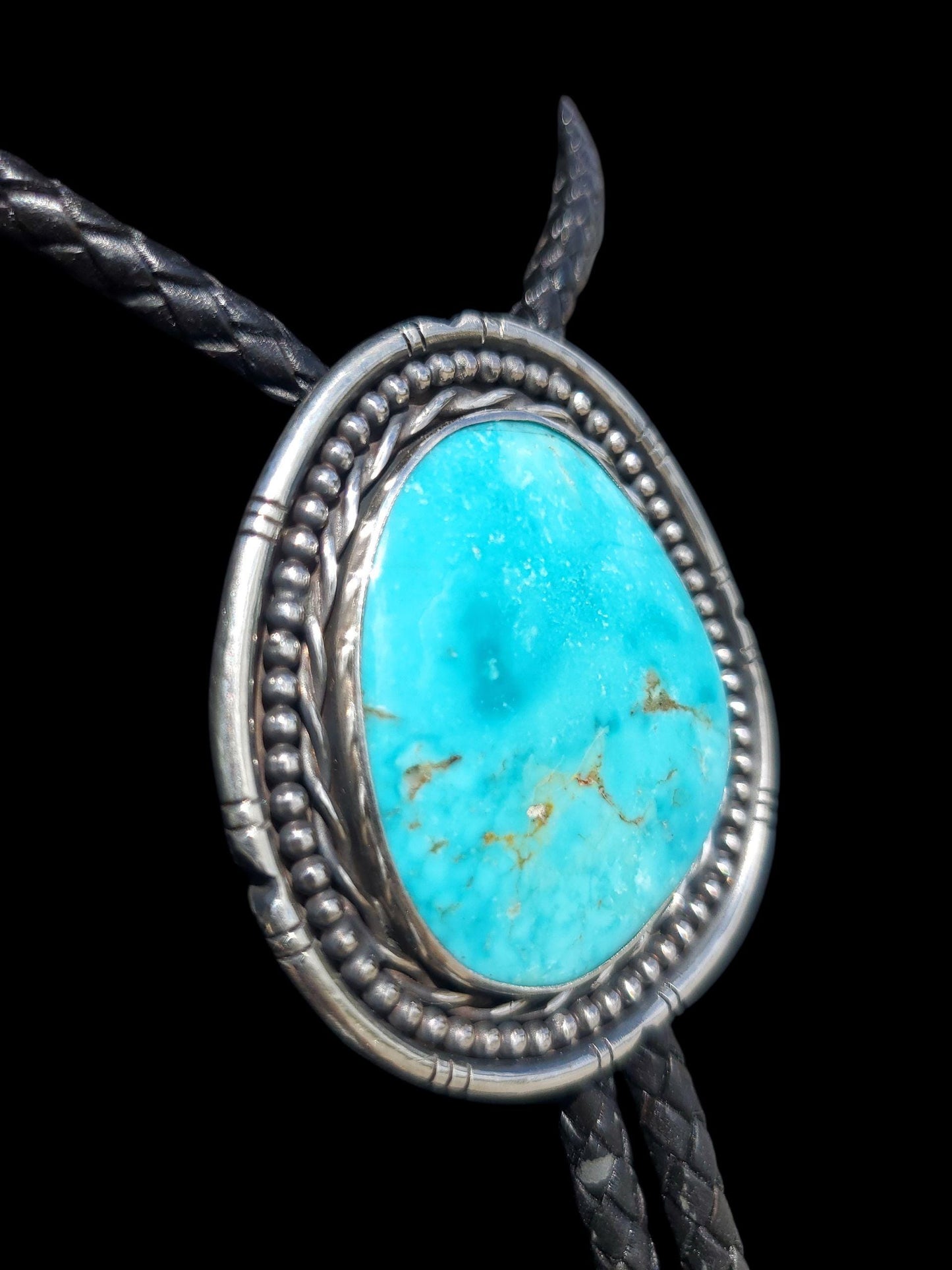 Sleeping BeautyTurquoise Sterling Bolo Tie • Handmade • Western Wedding & Ranch Wear • Men’s Women’s Unisex Jewelry B118