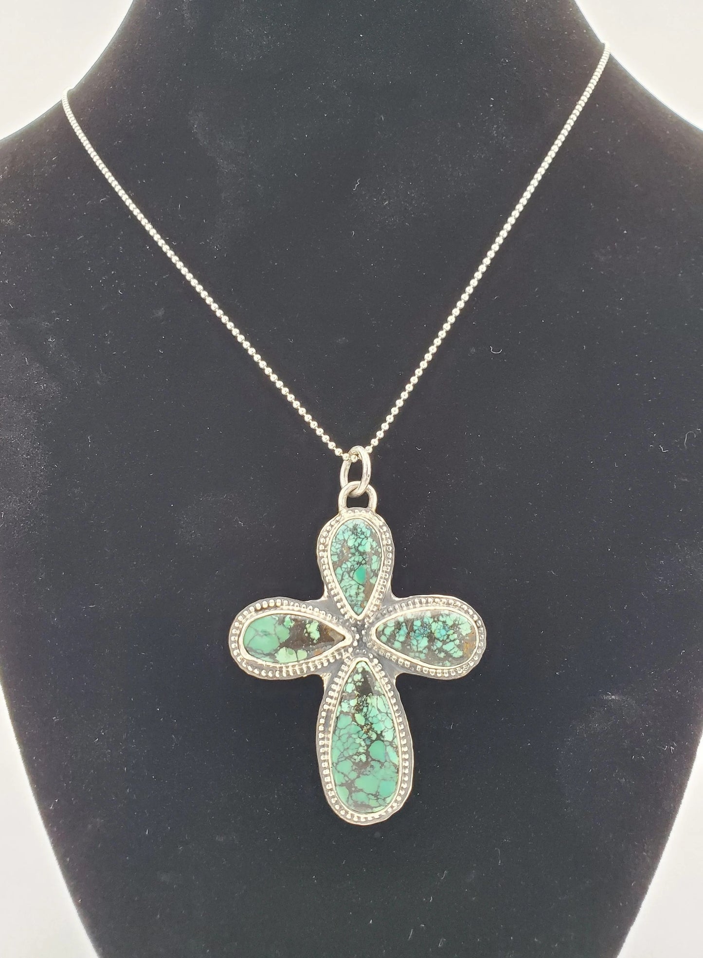 Chinese Turquoise Cross Necklace 020