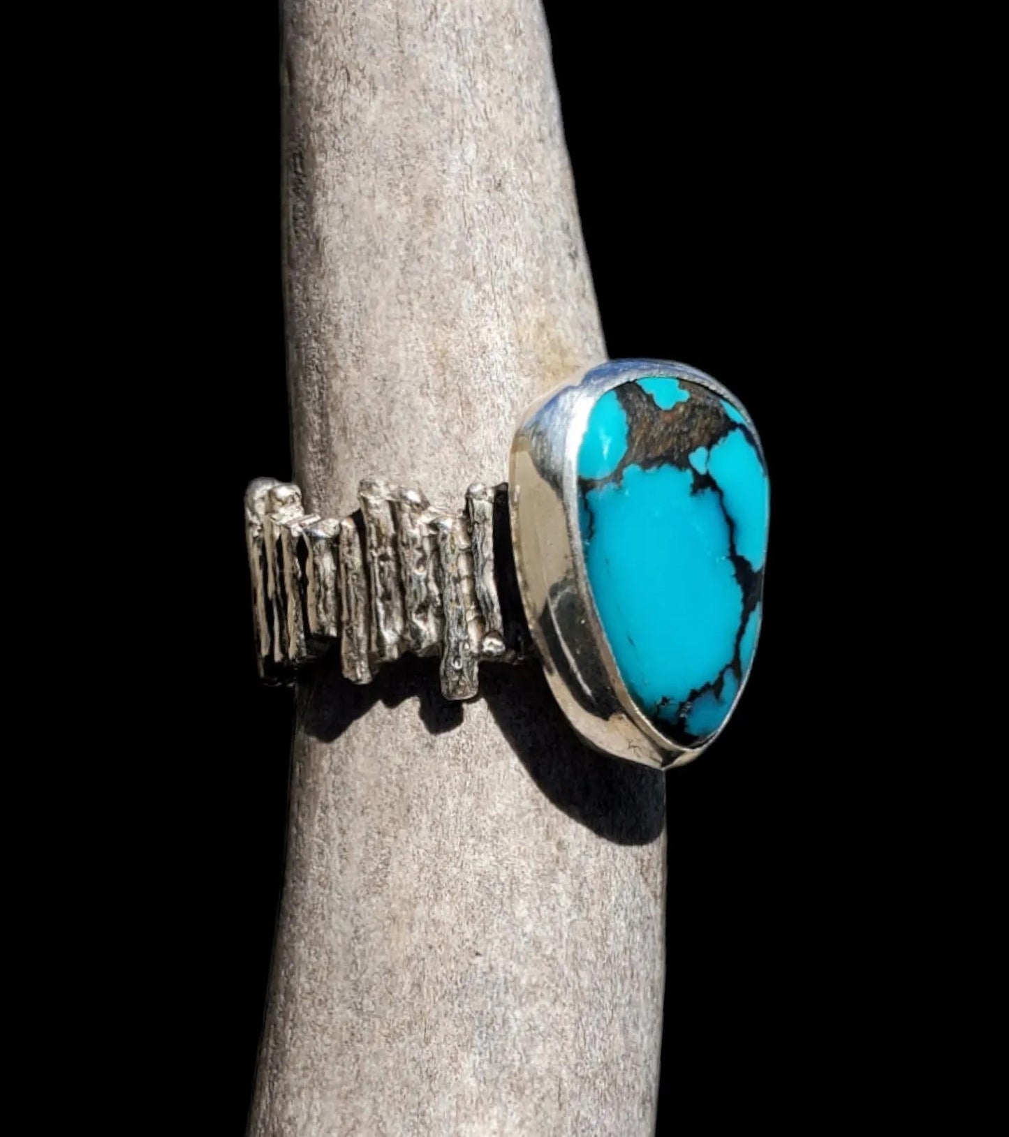 Oldstock 1980s Hubei Turquoise Ring, Size 7, R276