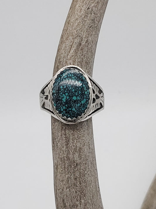 Thunderbird Design Ring featuring Hubei Turquoise, Size 8.5, R055