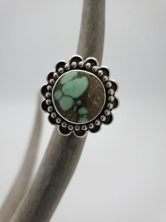 Green Mist Bloom Ring, Size 7 1/2, R168