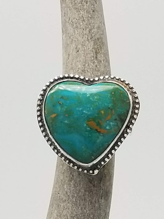 Turquoise Mountain Heart Ring, Size 7 R052