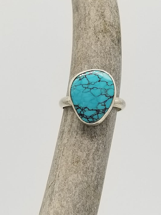 Kingman Spiderweb Turquoise Ring, Size 9