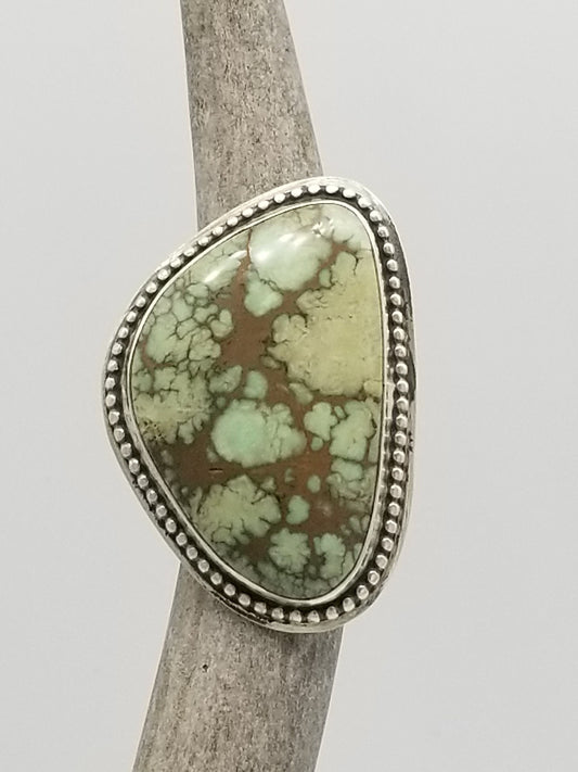 Green Mist Variscite Statement Ring, Size 8