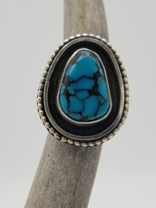 Blue Bell Mine, Nevada "Shadowbox" Turquoise Ring, Size 8 1/4, R054