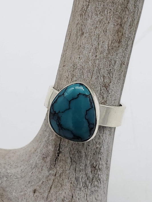 Oldstock 1980s Chinese Turquoise Ring, Size 10, R206
