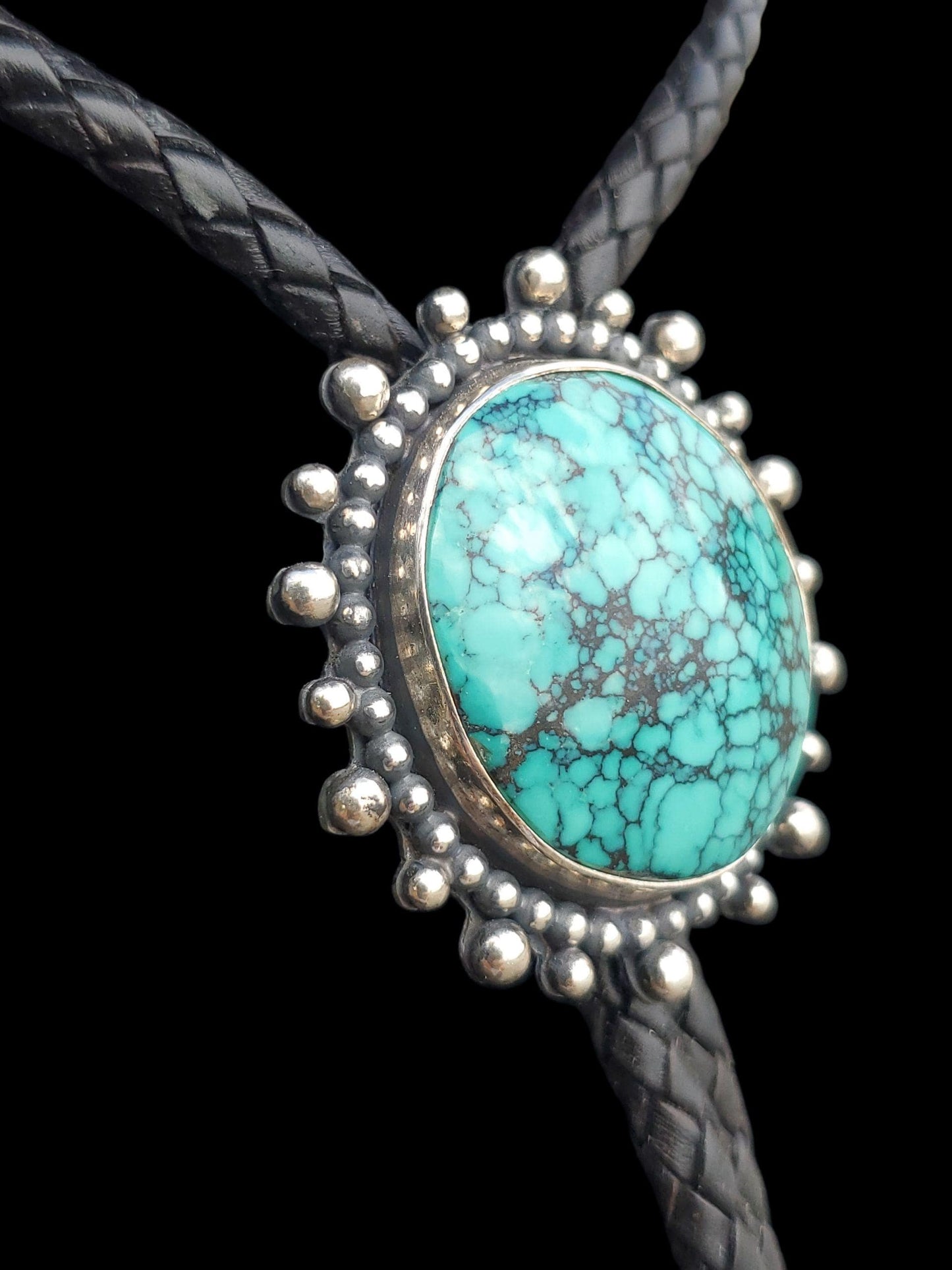 Nevada Turquoise Bolo Tie • Sterling Silver • Handmade Western Unisex Gift, B116