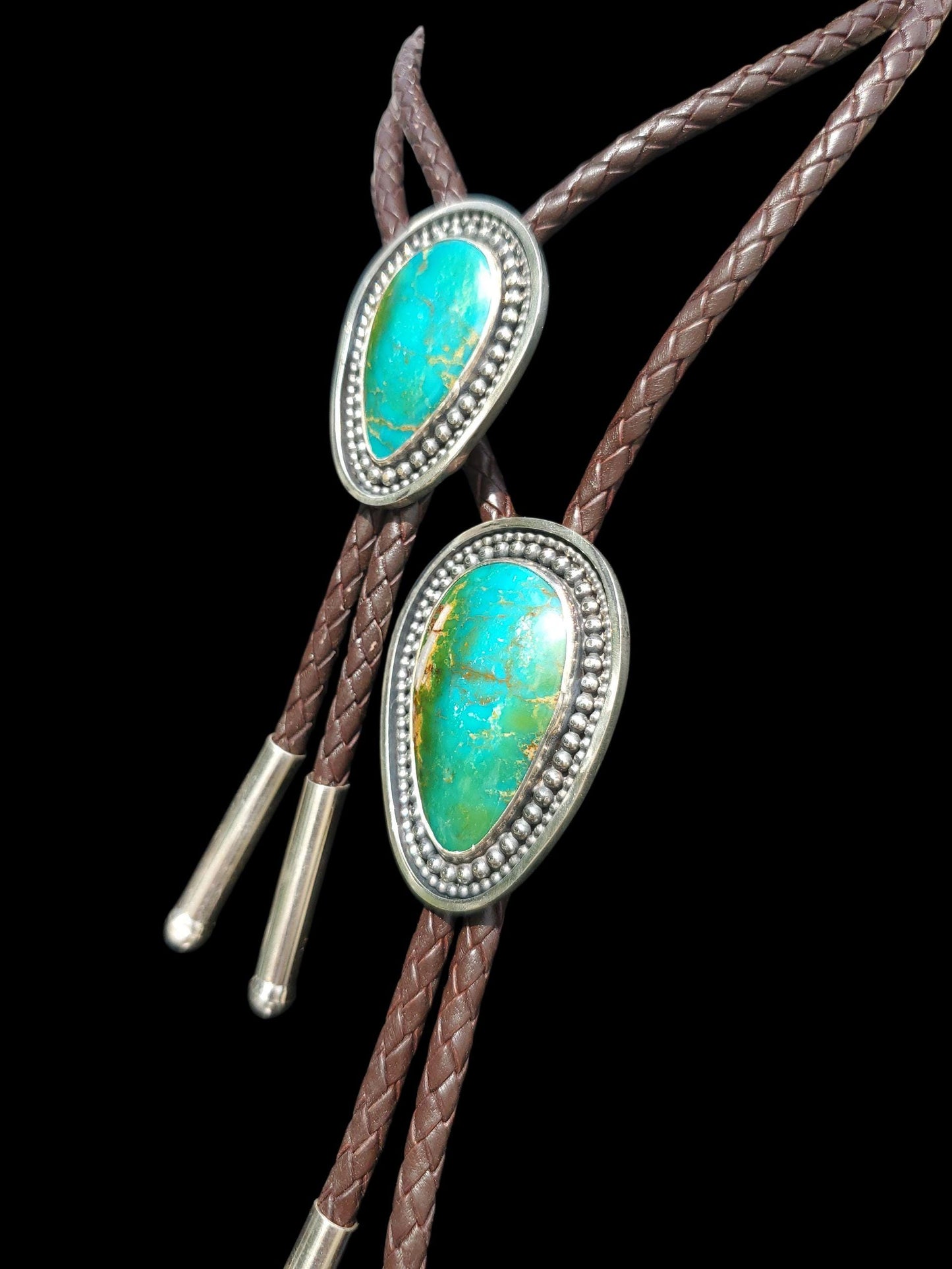 Royston Turquoise Sterling Bolo Tie Set • Western Wedding & Ranch Wear • Men’s  and Women’s Unisex Bolo Set - B111