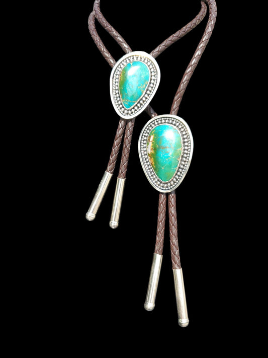 Royston Turquoise Sterling Bolo Tie Set • Western Wedding & Ranch Wear • Men’s  and Women’s Unisex Bolo Set - B111
