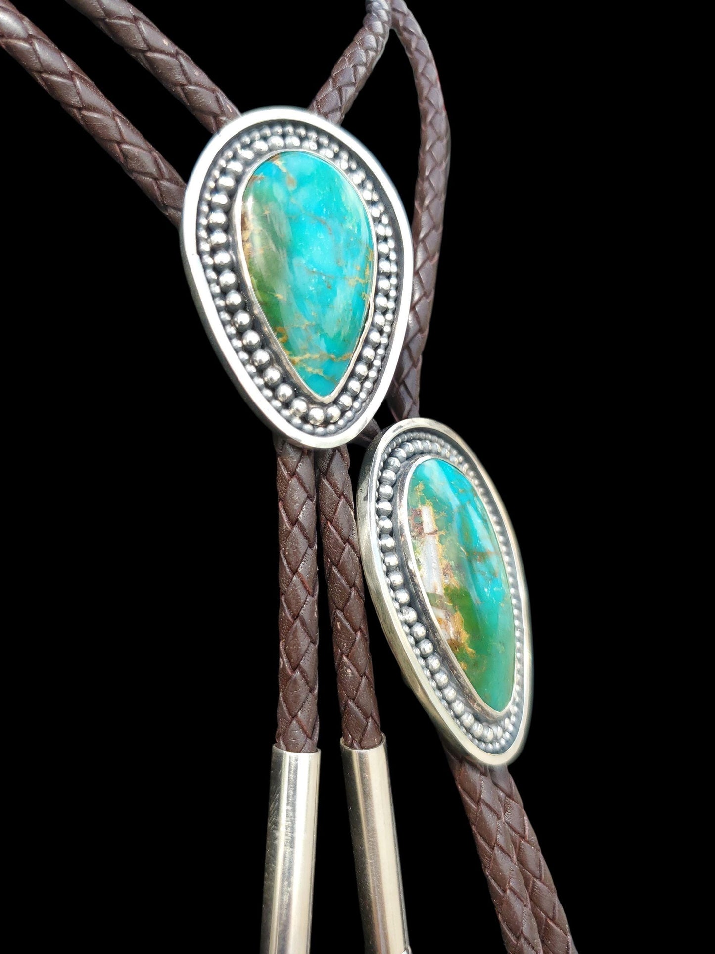 Royston Turquoise Sterling Bolo Tie Set • Western Wedding & Ranch Wear • Men’s  and Women’s Unisex Bolo Set - B111