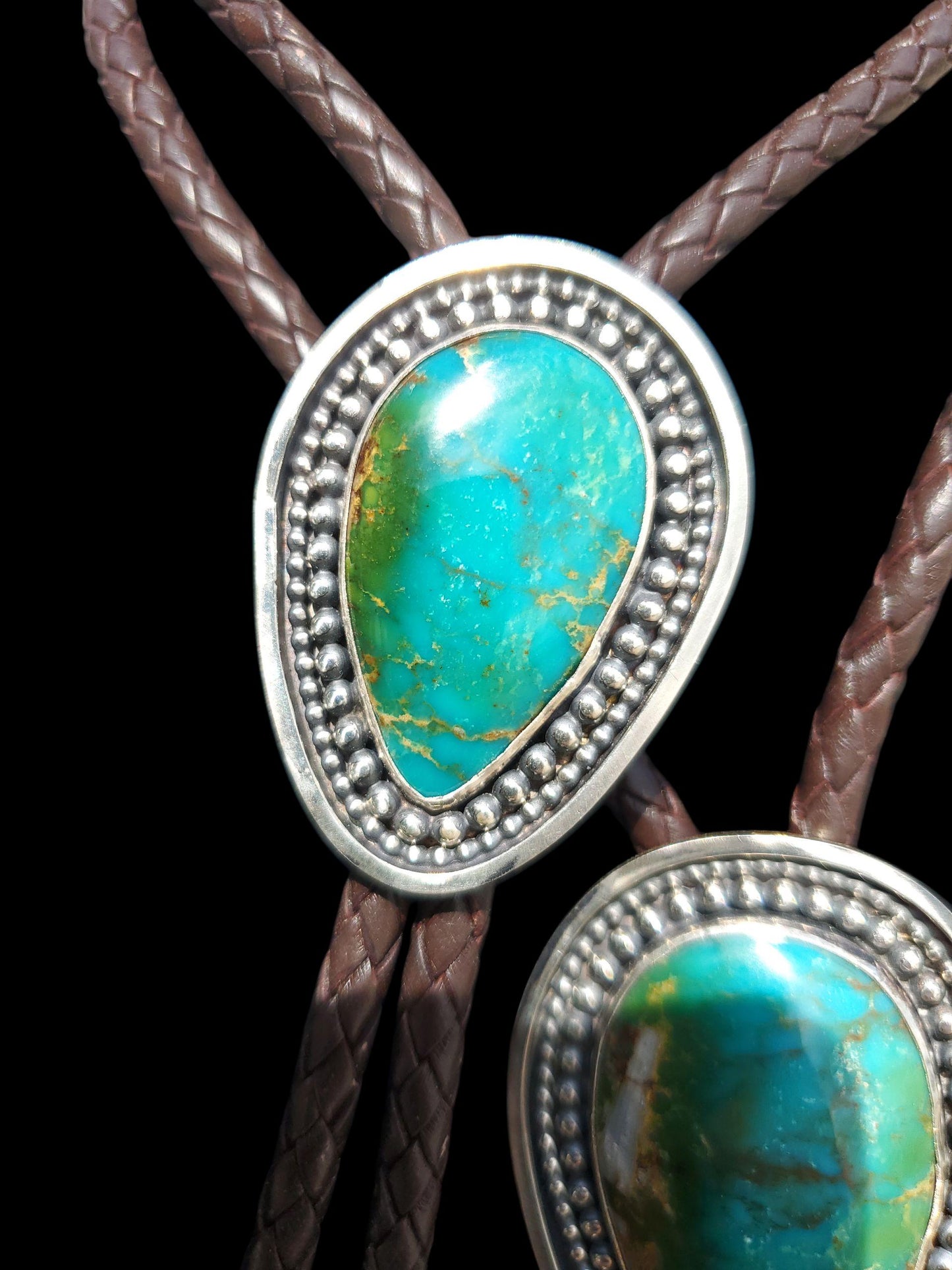 Royston Turquoise Sterling Bolo Tie Set • Western Wedding & Ranch Wear • Men’s  and Women’s Unisex Bolo Set - B111