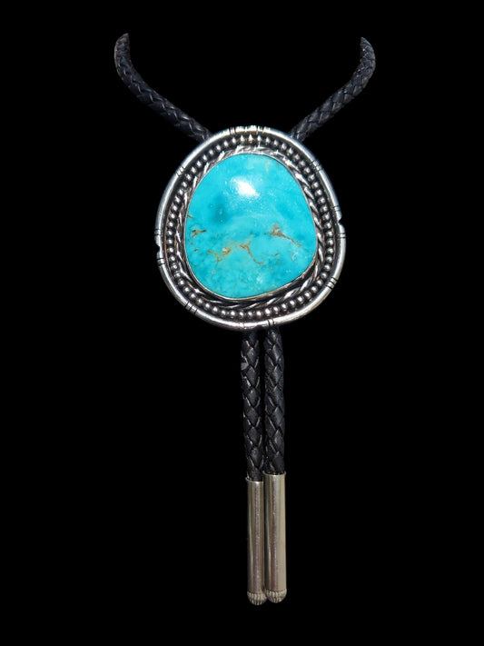 Sleeping BeautyTurquoise Sterling Bolo Tie • Handmade • Western Wedding & Ranch Wear • Men’s Women’s Unisex Jewelry B118