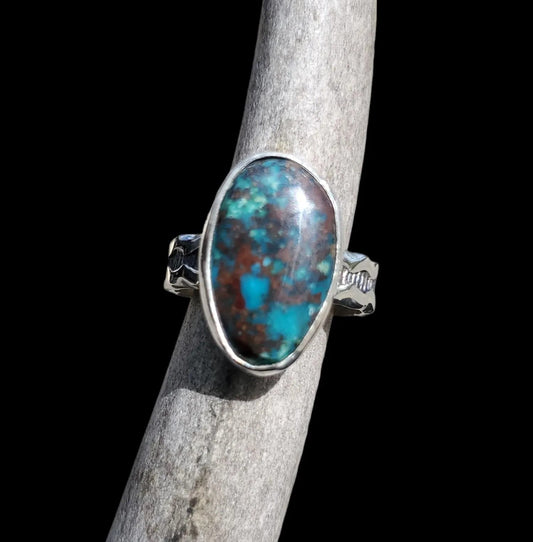 Oldstock 1980s Ma'anshan Red---- Turquoise Ring, Size 6, R229