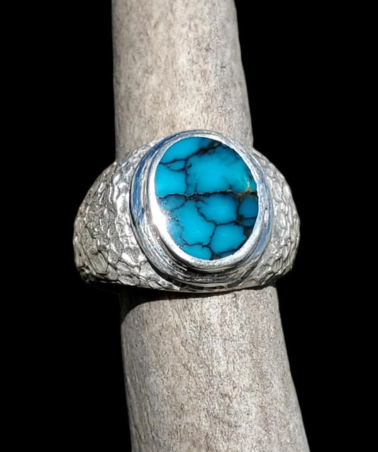 Blue Bell Mine, Nevada Turquoise Men's Ring, Size 9 1/2